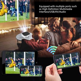 Sxhlseller - Projector, HD 1080P Home Cinema Film Projector, Portable WiFi Projector for Outdoor, LED Lighting with Adapter for Smartphone Tablet Laptop TV Stick (#1)