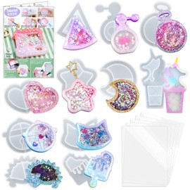 Juego de moldes de resina para hacer joyas, 11 charolas con 5 láminas de sellado