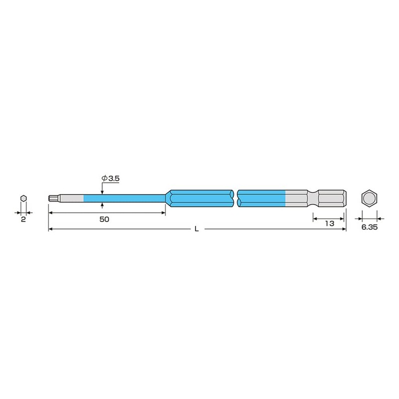 ANEX ACHX-2015 Color Bit Hex Wrench, Single Headed, 0.1 inch