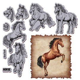GLOBLELAND Horse Cling Rubber Stamp 8.7"x7" Realistic Horse EVA Stamps Embossing Stamp Seal Rubber Stamps for DIY Scrapbooking and Card Making Paper Craft Decor