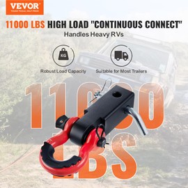 VEVOR Shackle Hitch Receiver, Fits 2" Receivers, 44100 lbs Breaking Strength, D Ring Shackle with Trailer Hitch Lock Pin, Heavy Duty Towing Accessories for Trucks, Jeeps, Off-Road Vehicle Recovery