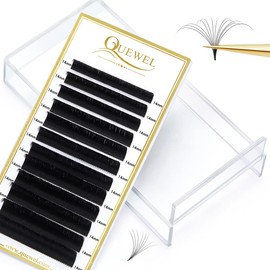 Easy Fan Lashes Quewel Russian Volume Lash Extensions 0.05 C Curl 14mm Reusable Box Russian Lashes Volume Lash Extensions Self Fanning Eyelash Extensions Automatic Blooming Lash Extensions(0.05-C-14)