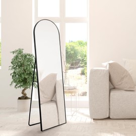 JONATHAN Y MIR206A Adrian 16 in. W x 59 in. H Large Arched Metal Framed Floor Full-Length Mirror, Free-Standing or Leaning for Bedroom, Dressing, Living Room, Black