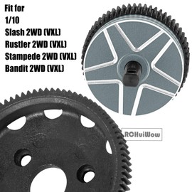 RCHuiWow RC Gears Upgrades Part for 1/10 Slash/Stampede/Bandit/Rustler 2WD VXL,Diff Transmission Gear &48P 76T w/25T 27T Pinions &Pressure Plate &Slipper Clutch &Slipper Rebuild Kit Hops Up,Titanium