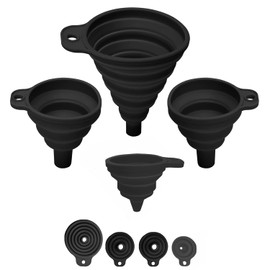 Juego de 4 embudos plegables de silicona, 3 tamaños diferentes, 1 para S, 2 para M, 1 para L, utensilios de cocina, embudo plegable para botella de agua, transferencia de líquidos de grado alimenticio