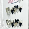 Gold Black Diamond Handmade Nail Tips - Short Ballerina /