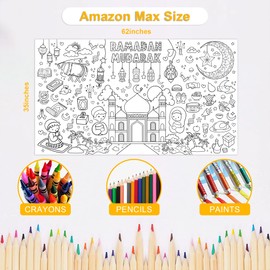 OHOME Ramadan Giant Coloring Poster/Tablecloth-Ramadan Decorations - Jumbo Coloring Banner Kids Crafts Activities Decor Party Decorations