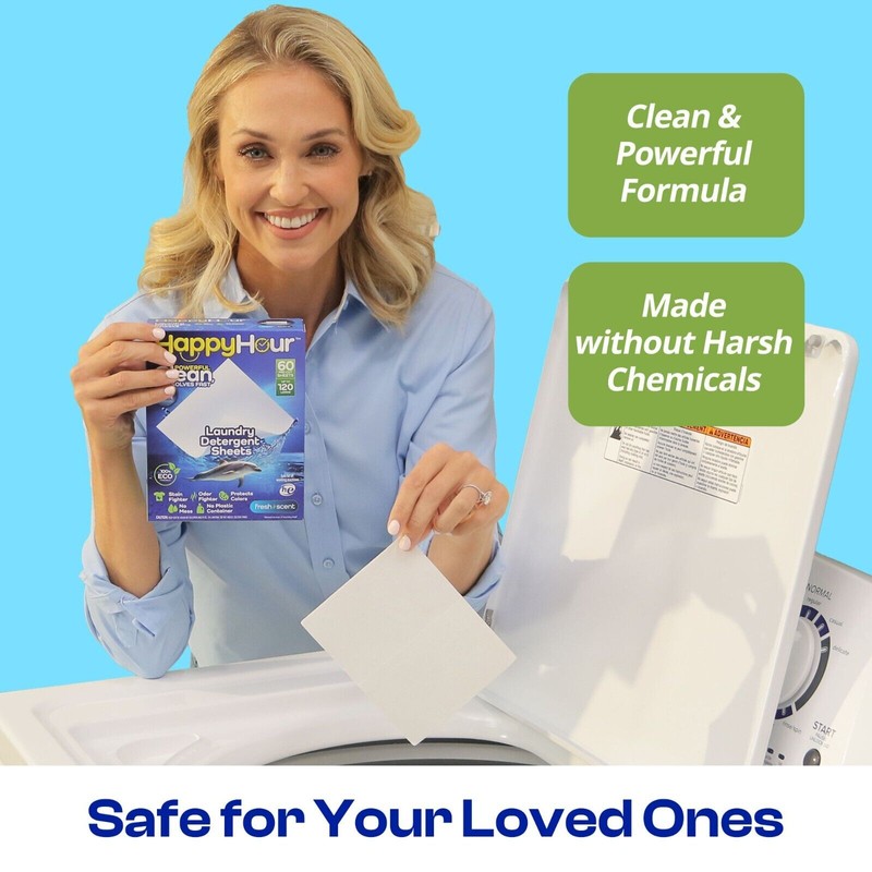 Happy Hour Laundry Detergent Sheets Eco Friendly Color Safe 60