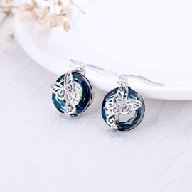 TOUPOP Butterfly Earrings Sterling Silver Butterfly Dangle Drop Earrings with Blue Circle Crystal Jewelry Gifts for Women Friend Birthday Christmas