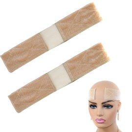 2 Stück Wig Band,Perückenband Rutschfest,Headband Wig Grip,Lace Haarband Damen Hair,Perücke Stirnband Elastisches,Perücke mit Stirnband,Wig Zubehör für Rutschfestes Tape,Hautfarben Perückenbänder