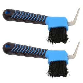 Qinlorgo Herramienta de Limpieza de pezuñas de Caballo, plástico de Limpieza eficiente Azul + Cepillo de selección de pezuñas de Caballo de Acero Inoxidable para el hogar