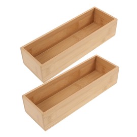 Parliky 2pcs Bamboo Storage Box for Home Office Versatile Craft Organizers -friendly Material for Sundries Cosmetics