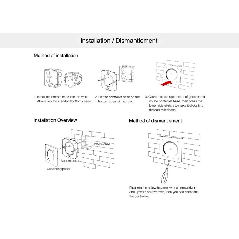 AMKI LED Wall Switch Dimmer,LED Controller,Wall- Mounted Plastic Cover Touch