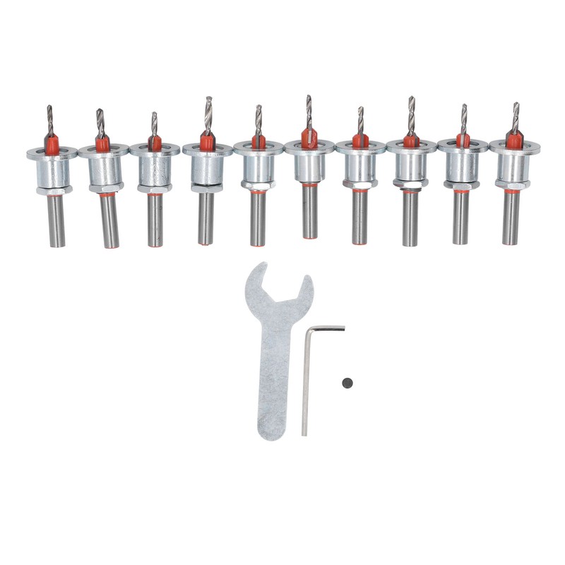 10PCS Countersink Drill Bits Adjustable Stop Tapered Countersink Bit for
