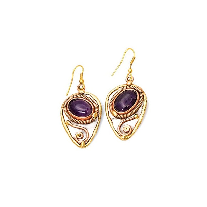Anju E2207 Mixed Metal Earrings with Amethyst