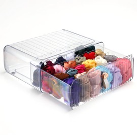 Dimeho Underwear Drawer Organizer 24 Cell Plastic Sock Organizer Acrylic Stackable Storage Drawer Underwear Storage Box with Dividers for Panties Closet Bra Baby Clothes Belts Ties Scarf