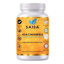 Niacinamida (vitamina B3) + Colageno Hidrolizado Con 120 Cápsulas De 500 Mg SAISA HERBAL Calidad Premium