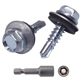 Pack of 30 Self Tapping Zinc Plated Steel Screws DIN 7504-K 4.8mm x 20mm with EPDM Washers Hex Washer Head Self Tapping Screws