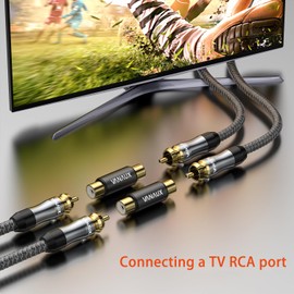 VANAUX 4Pcs RCA Female to Female Coupler,Barrel Connectors Adapters Extend Subwoofer RCA Cables Gold Plated for HDTV,Speakers, Amplifiers, Car Audio-Black