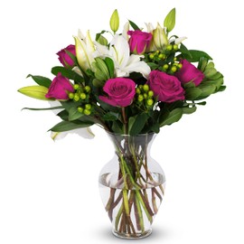 Benchmark Bouquets Benchmark Bouquets - Pink Elegance (Glass Vase Included) �C Fresh Flowers for Delivery - Gift for Easter, Mother's Day, Birthday, Anniversary, Sympathy, Get Well, Congratulations