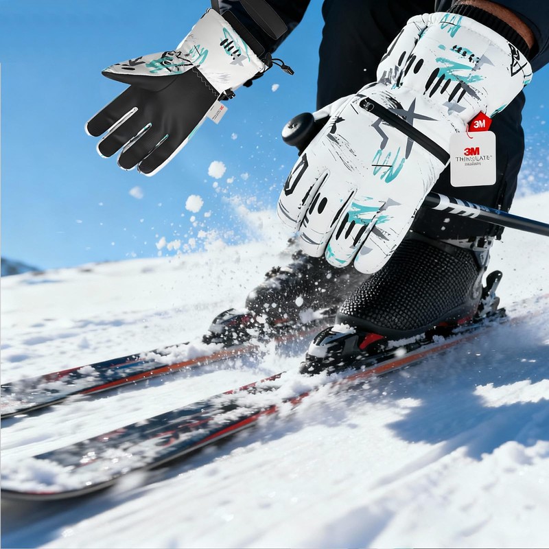 faralite Waterproof ski Gloves (M, Graffiti)