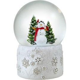 San Francsico Music Box 120MM Snowman Snow Globe with White Snowflake Base by The San Francisco Music Bo
