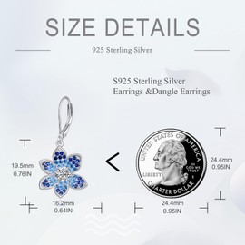 925 Sterling Silver Gemstone Flower Women's Earrings, Gifts for Girls Ladies