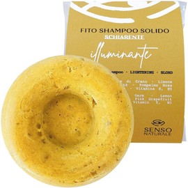 Senso Naturale Phyto Solid Shampoo ILLUMINATING, ecological and vegan brightener, dull hair, brightens with golden reflections, chamomile, turmeric and lemon, natural and without plastic, pH 4.5 - 5.6