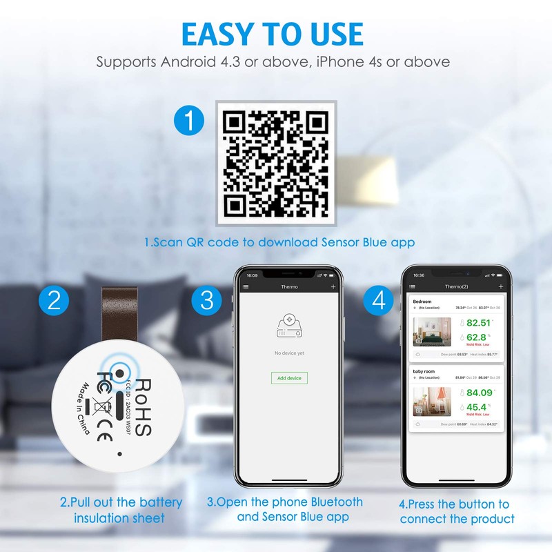 Ankilo Wireless Thermometer Hygrometer, Precise and Sensitive Indoor Temperature Humidity