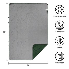 KawaGebo Kamp Outdoor Waterproof Blanket, Foldable Fleece Stadium Blanket for Outdoor Sports Event, Camping, Concerts, Car, Pet, Picnics - Windproof, Wearable, Machine Washable 80" x 58"