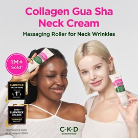 Crema reafirmante de colágeno y retinol para el cuello y la mandíbula, reafirmante, lifting y reducción de arrugas con rodillo de acero inoxidable. Cuidado de la piel coreano, 1,69 fl oz.