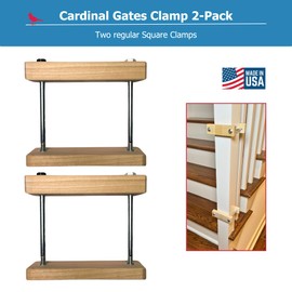 Cardinal Gates SC Square Clamp for Safety Gates - No Hole Baby Gate Banister Adapter - Wooden Baby Gate Mounting Kit - Made in the USA - 2 Pack