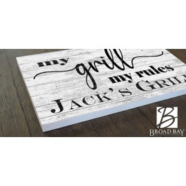 Broad Bay My Grill My Rules Custom Sign for Dad, Mom, Grandpa, Father's Day Gift Idea