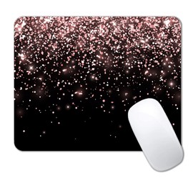 IMAYONDIA - Alfombrilla de mouse negra con purpurina, base de goma antideslizante para mujer, alfombrilla de mouse para trabajo, juego, oficina, 9.5 x 7.9 pulgadas, hermoso diseño moderno de lujo