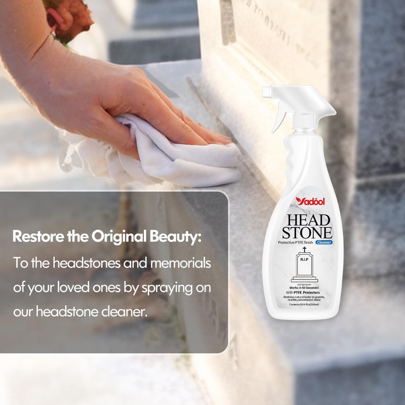 Headstone Cleaner for Graves & Memorials, Granite Cleaner, Removes Dirt