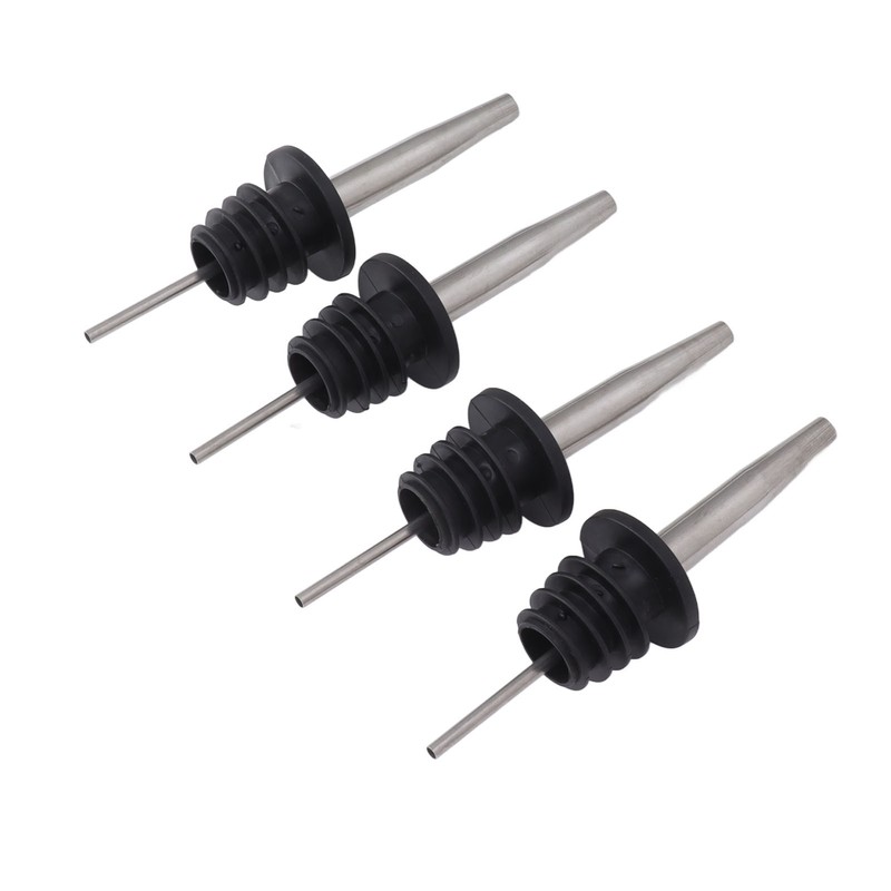 24pcs Stainless Steel Bottle Pourers with Black Plastic Cover Conical