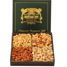 Western Nut Company Forest Gold Gift Box, Variety of Nut Collections, Seasonal Gift Wrap Boxes, 2LB Square Gift Box (Gift #10 Naturally Nuts)