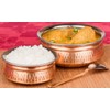 SKAVIJ Hammered Style Heat Insulated Copper Serving Bowl with Spoon