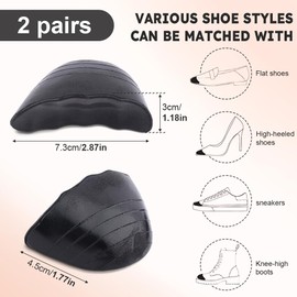 Shoe Filler Insert, Black Shoe Inserts for Shoe Too Big Adjustable Toe Cushion Fillers Make Shoes Fit, Prevent Heel Sliping Shoe Inserts for Sneakers High Heels Flats Boots (Size:2 Pairs)