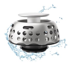 Bathtub Drain Stopper, Pop Up Tub Stopper Drain Cover with Strainer, Bathtub Drain Hair Catcher, Bath Tub Plug for 1.50"-1.75" Bath Drain Hole, Bathroom Tub Hair Catcher (Silver)