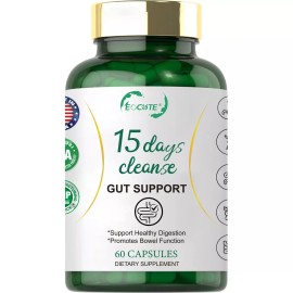 Eocute 15 Day Cleanse - 60 Capsules - Gut Support Colon Cleansing & Detox Non-GMO  US