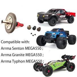 Steel 91T 48DP Spur Gear Slipper Clutch Set Differential Gear and 21T 19T 17T Pinions Gear Set for Arrma Senton MEGA 550 Granite MEGA 550 Typhon MEGA 550 Upgrade Parts, Replacement for ARA311030 (Red)