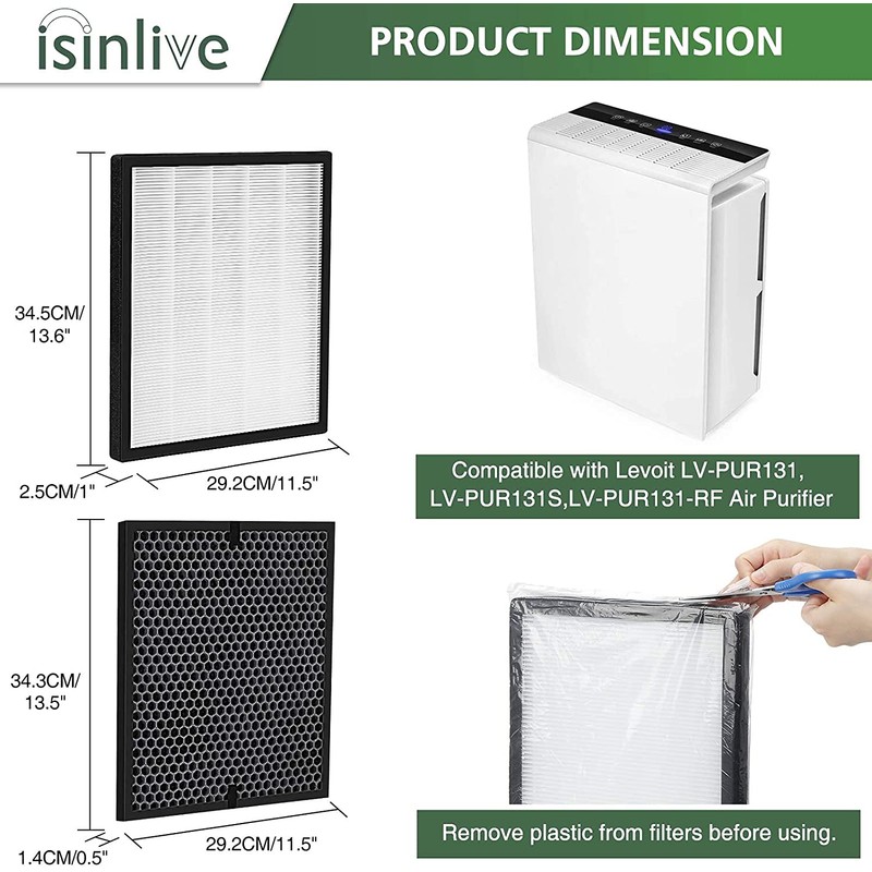 isinlive LV-PUR131 Replacement Filters Compatible with Levoit LV-PUR131 & LV-PUR131S