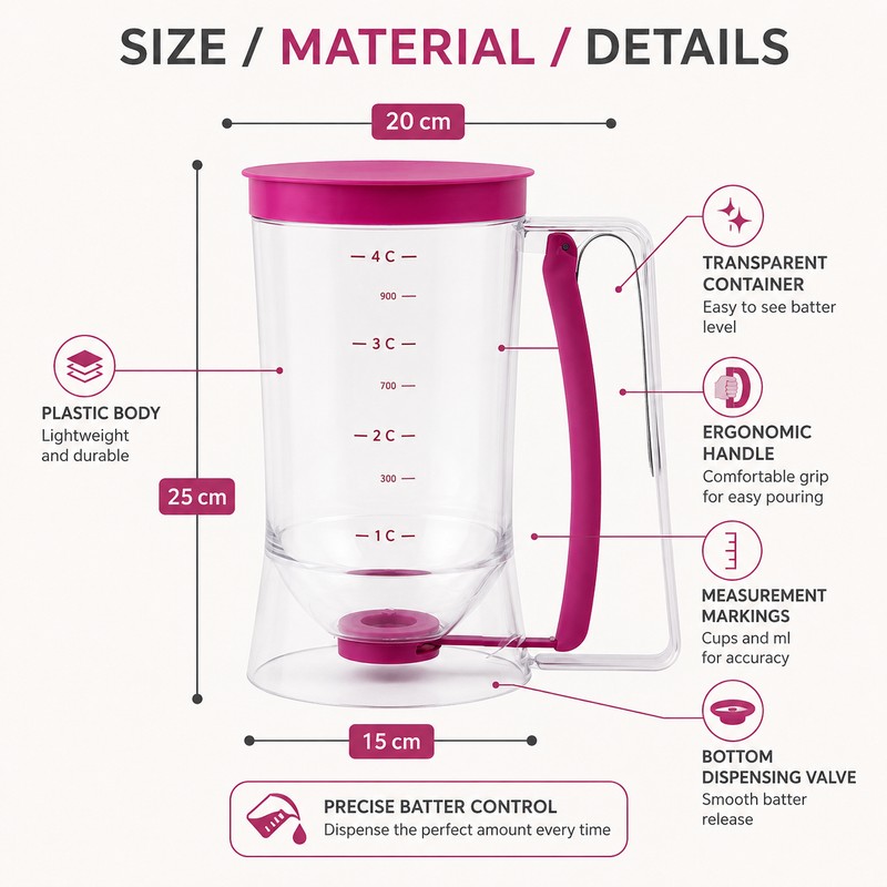 Pancake Batter Dispenser for Baking – Easy-Pour Portion Control Tool