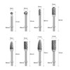 Tungsten Steel Milling Cutter, SPTA 8-Piece Burr 6 mm Shank