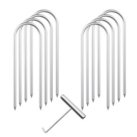 Ecjiuyi Trampoline Anchor Kit 6mm Thick Trampoline Wind Stakes Heavy Duty U Shaped Galvanized Steel Ground Anchor for Football Goals, Camping Tents, Kids Slide and Large Garden Projects