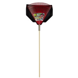 Emsco Group Leaf Rake and Utility Pan Combo Pack – 24" Resin Head – 48" Hardwood Handle and Poly Resin Pan