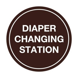 Signs ByLITA Circle Diaper Changing Station Sign (Dark Brown) - Small