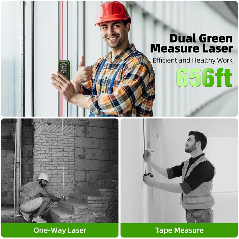 656ft/200M Dual Laser Distance Measuring Tool, Huepar Professional Rechargeable Digital