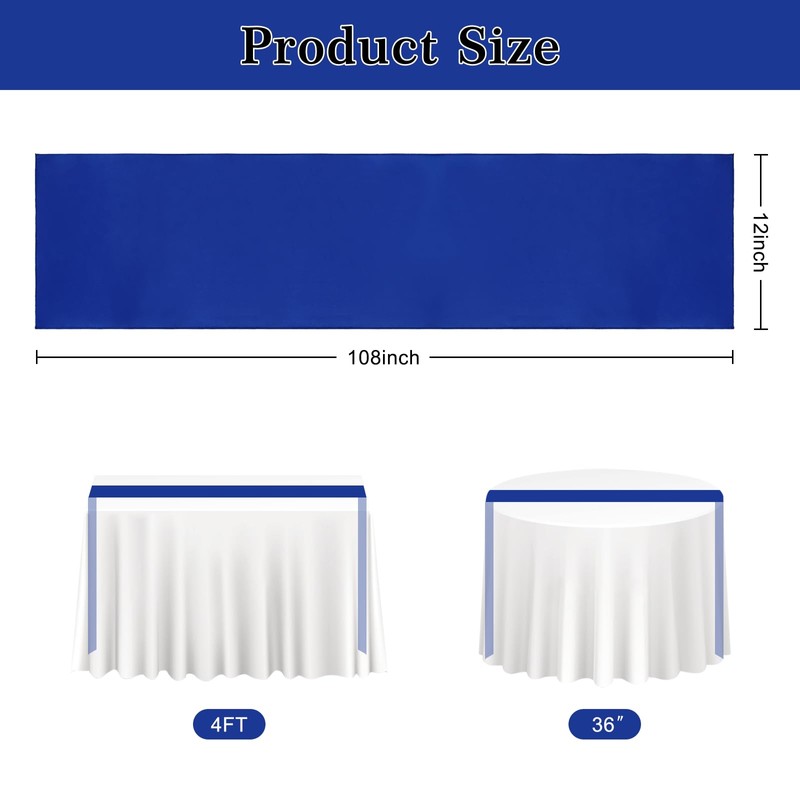2 PCS Royal Blue Table Runner 12 x 108 Inch